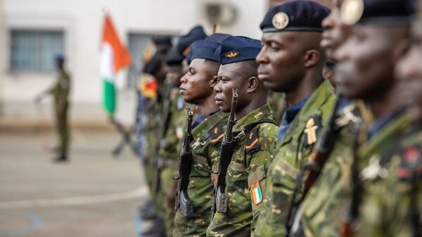 Ceremony of taking up arms and decoration of the military of Cote d'Ivoire, February, 2025. - Sputnik Africa