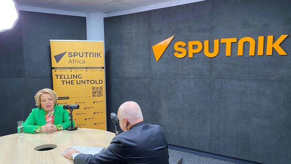 Chairperson of the Federation Council of the Russian Federation Valentina Matviyenko and CEO of the Rossiya Segodnya media group Dmitry Kiselev during an interview after the opening ceremony of the Sputnik hub in Addis Ababa. - Sputnik Africa