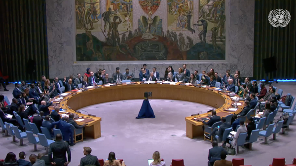 UN Security Council meeting on the situation in the DRC, where the resolution demanding Rwanda to withdraw from the Democratic Republic of the Congo was adopted. February 21, 2025. - Sputnik Africa