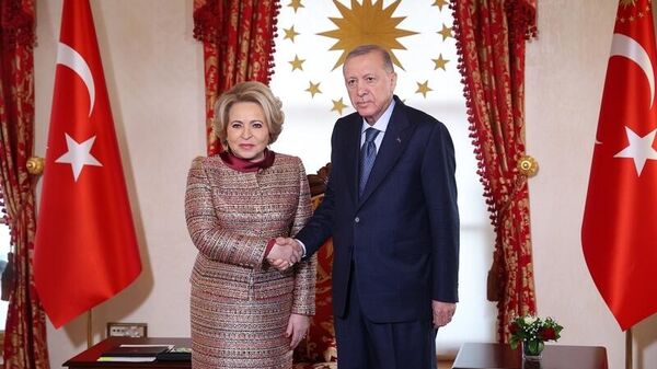 Chairperson of the Federation Council of the Russian Federation Valentina Matvienko and President of Turkey Recep Tayyip Erdogan during a meeting in Ankara. - Sputnik Africa