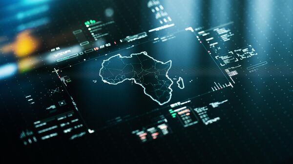 Outline map of Africa infographics with data charts representing communication, internet and technology - Sputnik Africa