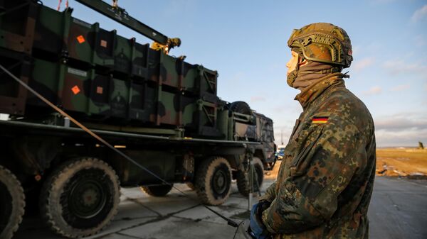 German servicemen transport MIM 104 Patriot surface-to-air defence system batteries during German Minister of Defence Boris Pistorius visit to the German compound of military training ground German Patriot defence systems are placed in Jasionka near Rzeszow, Poland, on January 23, 2025.  - Sputnik Africa