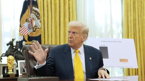 President Donald Trump delivers remarks on the jobs report from the Oval Office at the White House on March 07, 2025 in Washington, DC. - Sputnik Africa