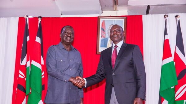 Kenyan President William Ruto and opposition leader Raila Odinga signed a power-sharing agreement. - Sputnik Africa