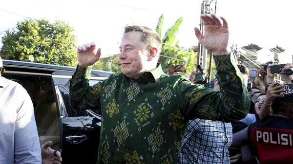 Elon Musk gesture upon his arrival at a public health center at Denpasar, Bali, Indonesia, on Sunday, May 19, 2024.  - Sputnik Africa