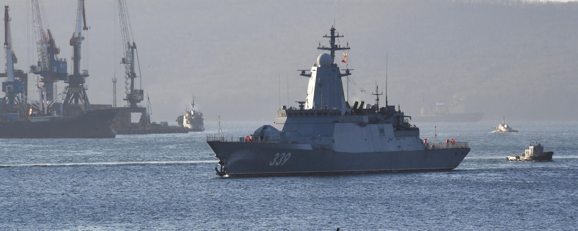 Corvette Hero of the Russian Federation Aldar Tsydenzhapov during mooring. A ceremonial welcoming ceremony for a detachment of Pacific Fleet ships comprising the corvettes Gromkiy,  Rezkiy, Hero of the Russian Federation Aldar Tsydenzhapov and oil tanker Pechenga took place in Vladivostok on December 13, 2024.  - Sputnik Africa, 1920, 11.03.2025