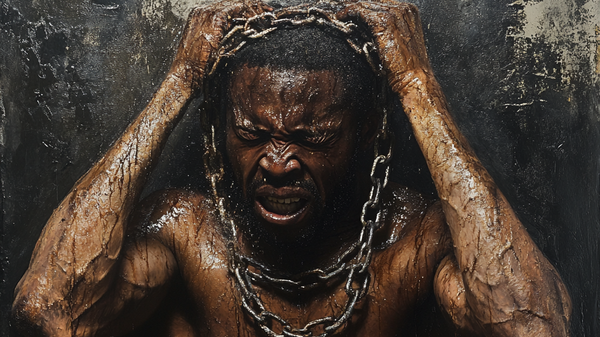 An African man breaks shackles on his body (illustrative image). - Sputnik Africa