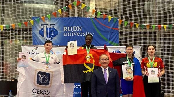 Winners of International BRICS+ Mas-Wrestling Tournament held in RUDN University in Moscow on March 15, 2025. - Sputnik Africa