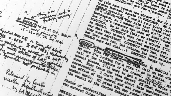 Part of a file from the CIA, dated Feb. 3, 1968, titled Mexico City Chronology about Lee Harvey Oswald's time in Mexico and contact with the embassy of the Soviet Union in Mexico City, that was released on Dec. 15, 2021, and that was part of the investigation into the assassination of President John F. Kennedy. - Sputnik Africa