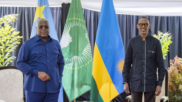 President of Democratic Republic of Congo Felix Tshisekedi is welcomed by President of Rwanda Paul Kagame with an official ceremony in Kigali, Rwanda on June 25, 2021.  - Sputnik Africa