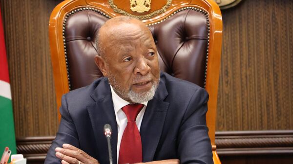 Namibian President Nangolo Mbumba pictured during his last Cabinet meeting with the outgoing 7th Cabinet in Windhoek. - Sputnik Africa