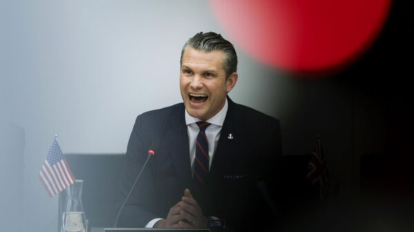 United States Secretary of Defense Pete Hegseth speaks during a meeting of the Ukraine Defense Contact group at NATO headquarters in Brussels, Wednesday, Feb. 12, 2025. - Sputnik Africa