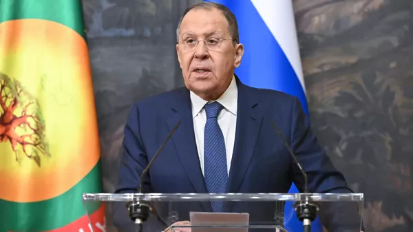 Sergueï Lavrov lors d'une conférence de presse à l'issue des entretiens Russie-Mali-Niger-Burkina à Moscou - Sputnik Afrique
