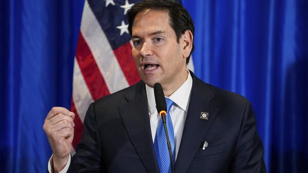 Le secrétaire d'État américain Marco Rubio lors d'une conférence de presse, le 27 mars 2025. - Sputnik Afrique