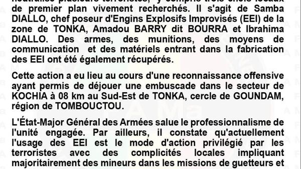 L'armée malienne neutralise trois terroristes vivement recherchés, dont un spécialiste en explosifs - Sputnik Afrique