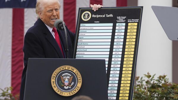 President Donald Trump speaks during an event to announce new tariffs in the Rose Garden at the White House, Wednesday, April 2, 2025, in Washington. - Sputnik Africa