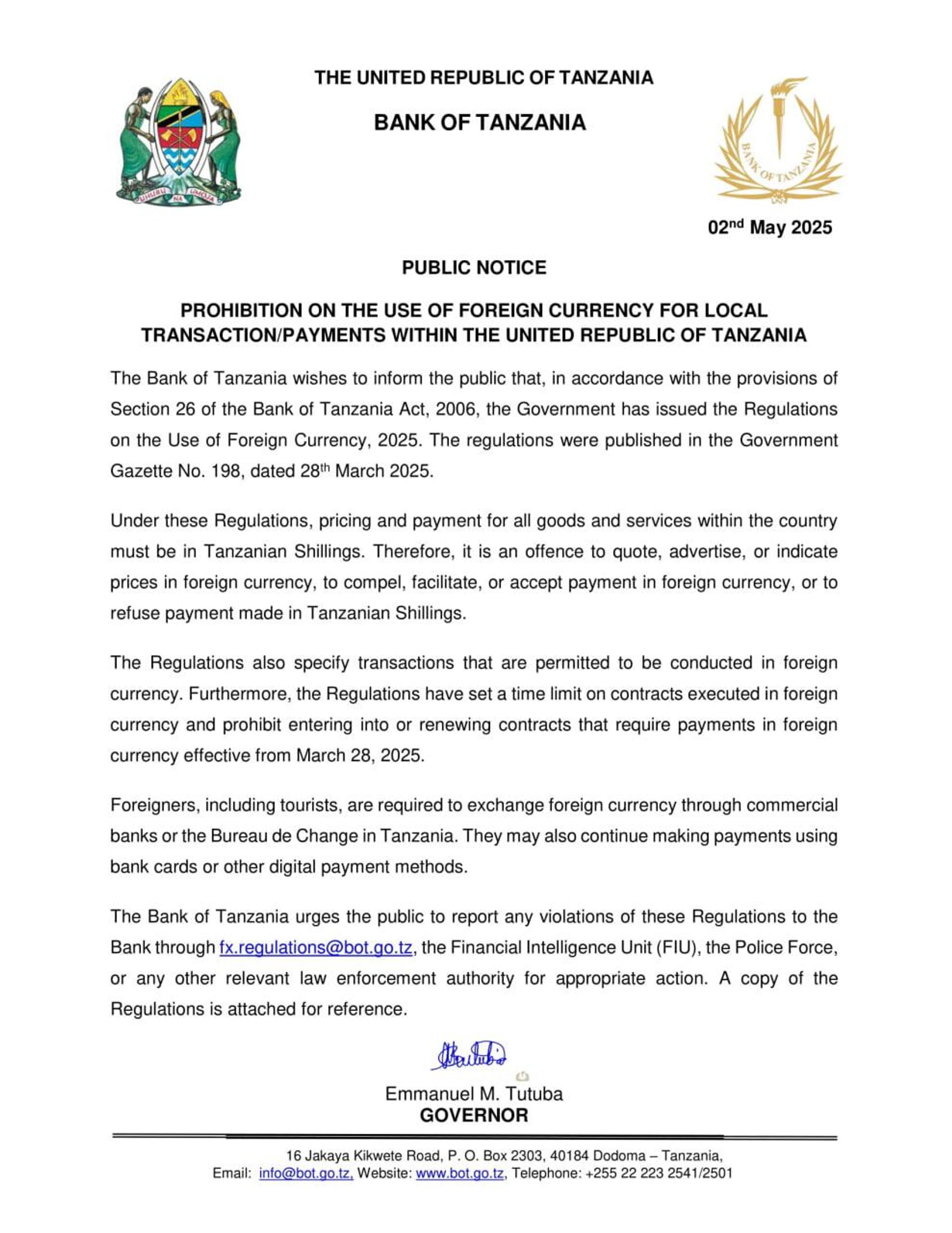 Bank of Tanzania Bans Use of Foreign Currency for Local Transactions Bank of Tanzania Bans Use of Foreign Currency for Local Transactions - Sputnik Africa, 1920, 04.05.2025