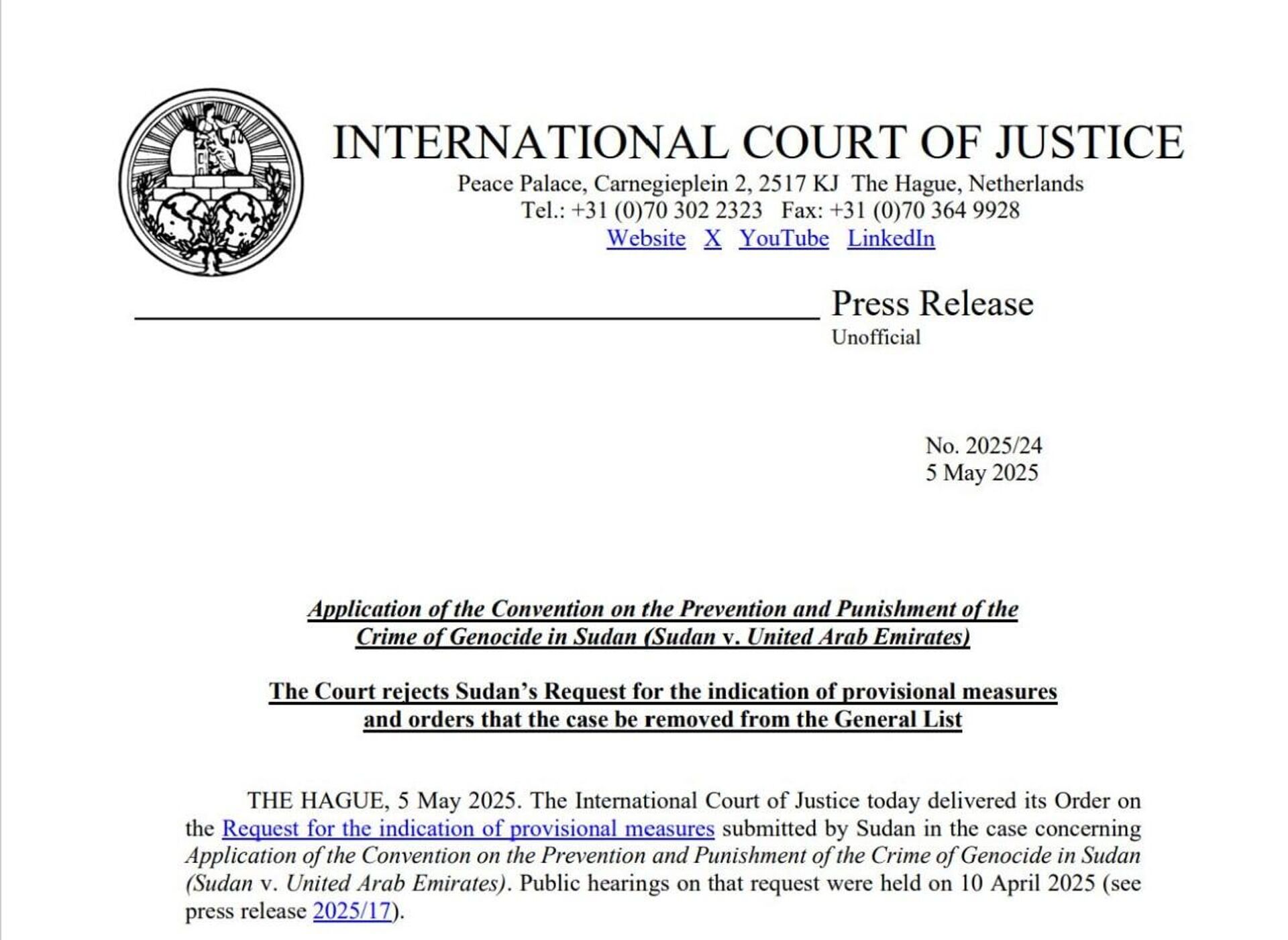 Sudan Respects ICJ's Dismissal of Genocide Case Against UAE — Yet Insists Gulf Nation Isn't Cleared Sudan Respects ICJ's Dismissal of Genocide Case Against UAE — Yet Insists Gulf Nation Isn't Cleared - Sputnik Africa, 1920, 06.05.2025