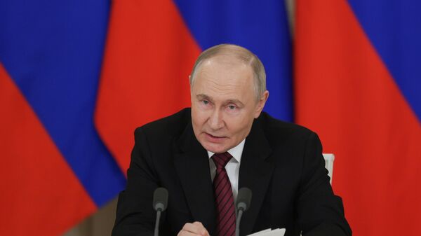 Russian President Vladimir Putin during an address to representatives of Russian and foreign media on May 11, 2025. - Sputnik Africa