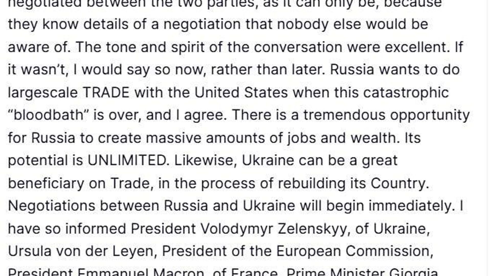 Russia, Ukraine to Immediately Start Negotiations Toward Ceasefire and End to Conflict — Trump Russia, Ukraine to Immediately Start Negotiations Toward Ceasefire and End to Conflict — Trump - Sputnik Africa, 1920, 19.05.2025