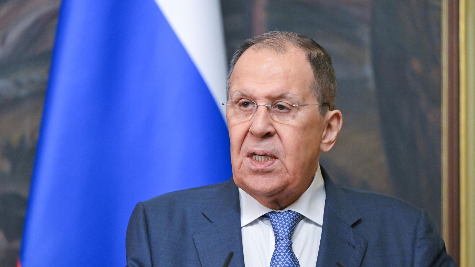 Russian Foreign Minister Sergey Lavrov at a joint press conference with Turkish Foreign Minister Hakan Fidan following their meeting in Moscow. Russian Foreign Minister Sergey Lavrov at a joint press conference with Turkish Foreign Minister Hakan Fidan following their meeting in Moscow. - Sputnik Africa, 1920, 27.05.2025