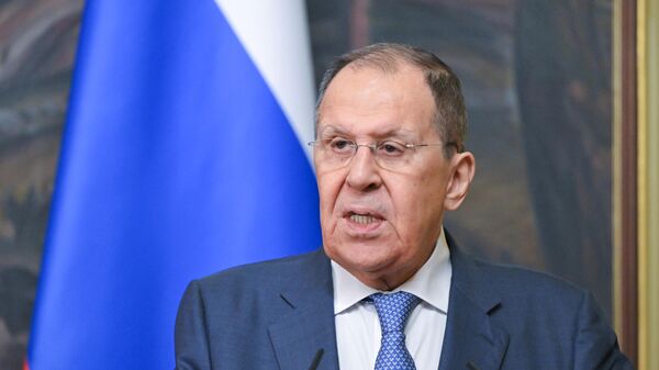 Russian Foreign Minister Sergey Lavrov at a joint press conference with Turkish Foreign Minister Hakan Fidan following their meeting in Moscow. - Sputnik Africa