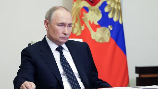 Russian President Vladimir Putin holds a video conference with members of the Russian government. - Sputnik Africa