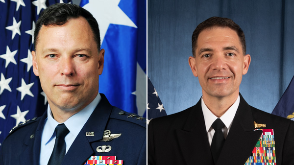Navy Vice Adm. Charles Cooper II (right) nominated to lead the US Central Command and Air Force Lt. Gen. Dagvin Anderson (left) nominated to serve as the next US Africa Command chief - Sputnik Africa