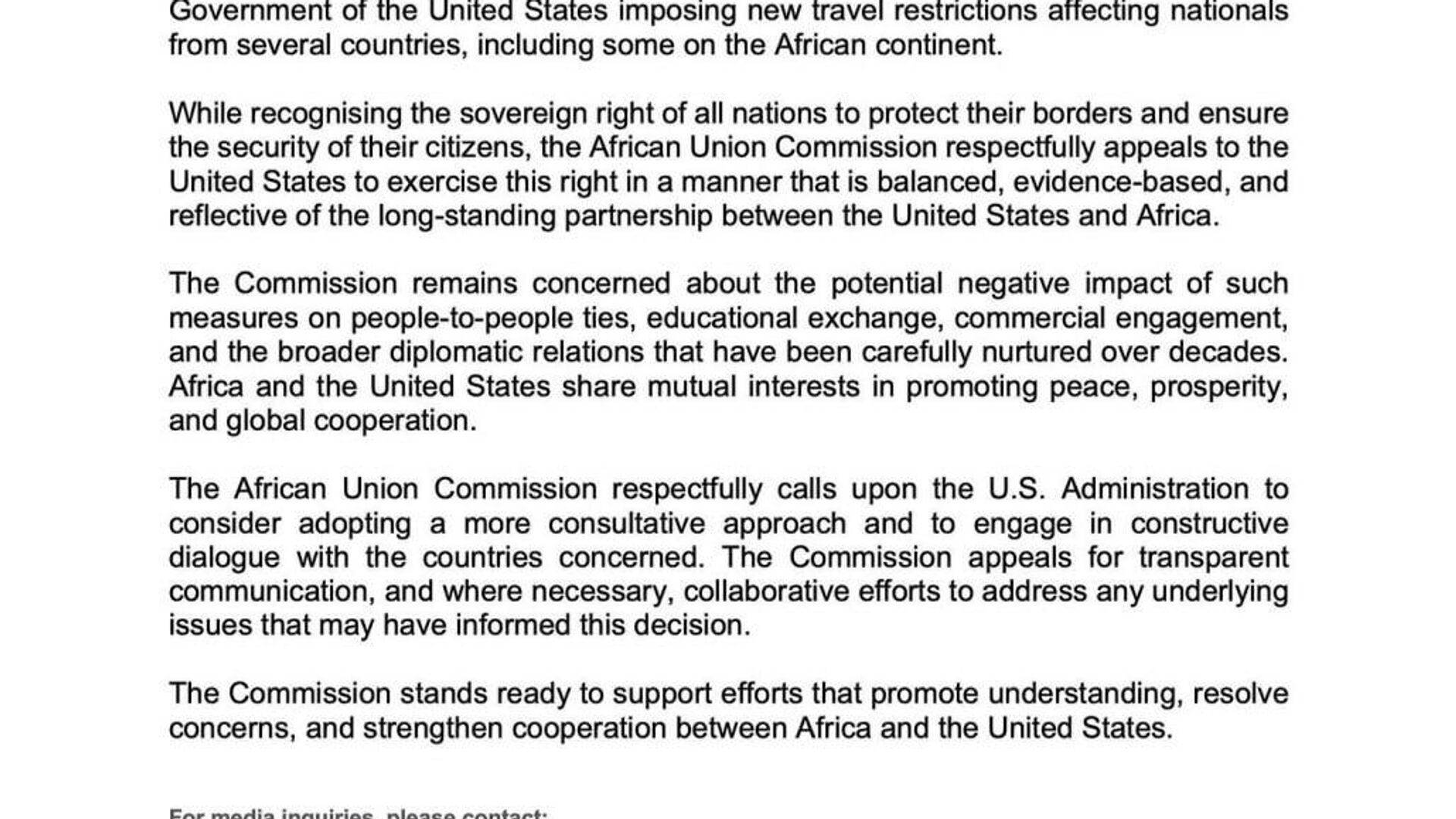 AU Slams US Travel Ban on African Countries, Calls for 'More Consultative Approach' AU Slams US Travel Ban on African Countries, Calls for 'More Consultative Approach' - Sputnik Africa, 1920, 06.06.2025