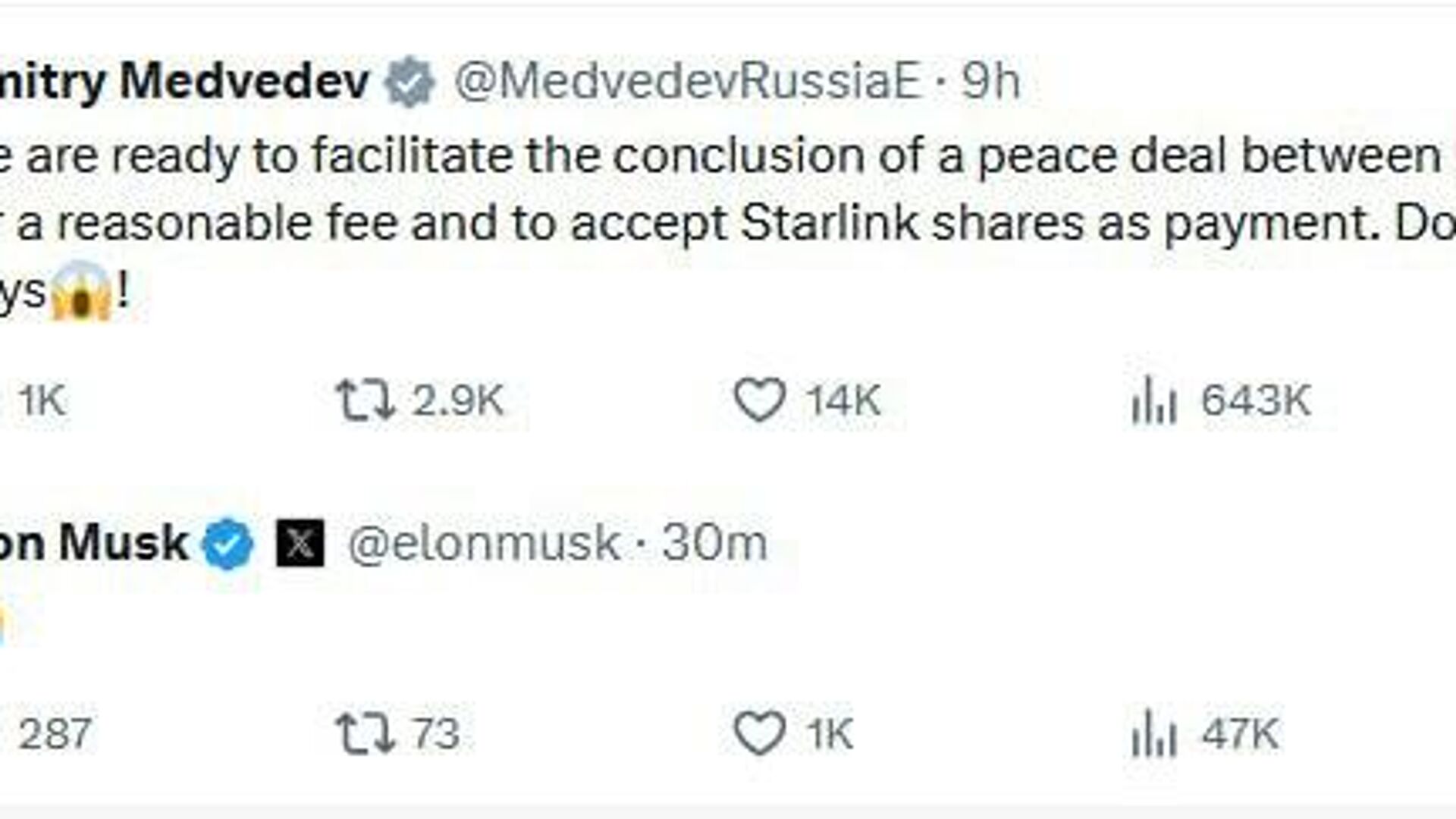 Musk Amused by Former Russian President’s Joke - Sputnik Africa, 1920, 06.06.2025
