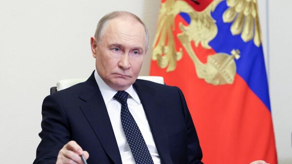 Russian President Vladimir Putin holds a video conference with members of the Russian government. - Sputnik Africa