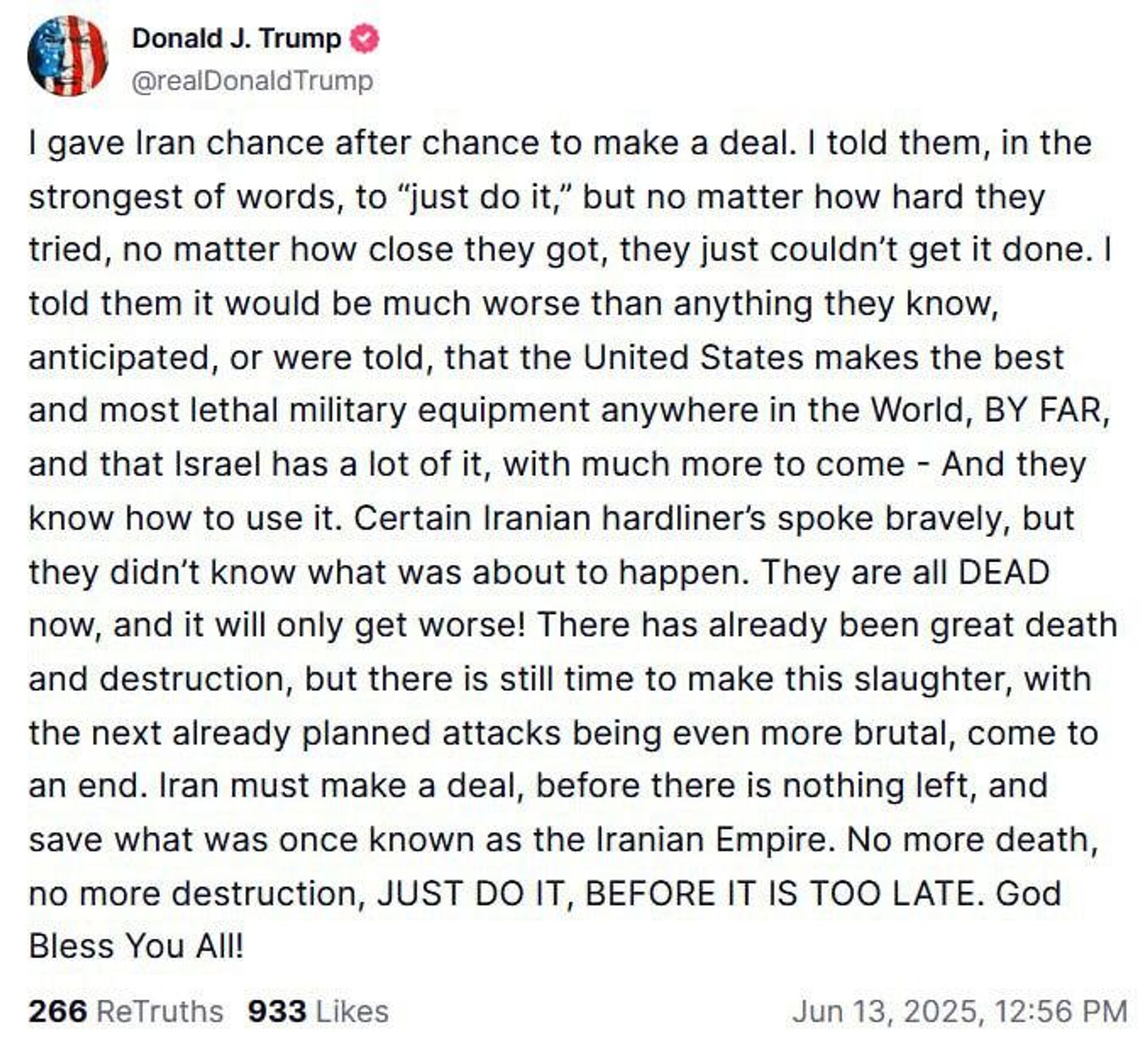 Israel is Already Planning Next ‘Even More Brutal’ Attacks on Iran, Trump Warns Israel is Already Planning Next ‘Even More Brutal’ Attacks on Iran, Trump Warns - Sputnik Africa, 1920, 13.06.2025