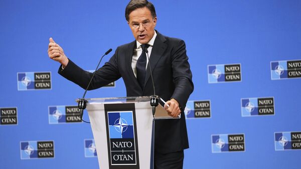 NATO Secretary General Mark Rutte speaks during a media conference prior to a meeting of the Ukraine Defense Contact Group at the NATO headquarters in Brussels, Wednesday, June 4, 2025.  - Sputnik Africa