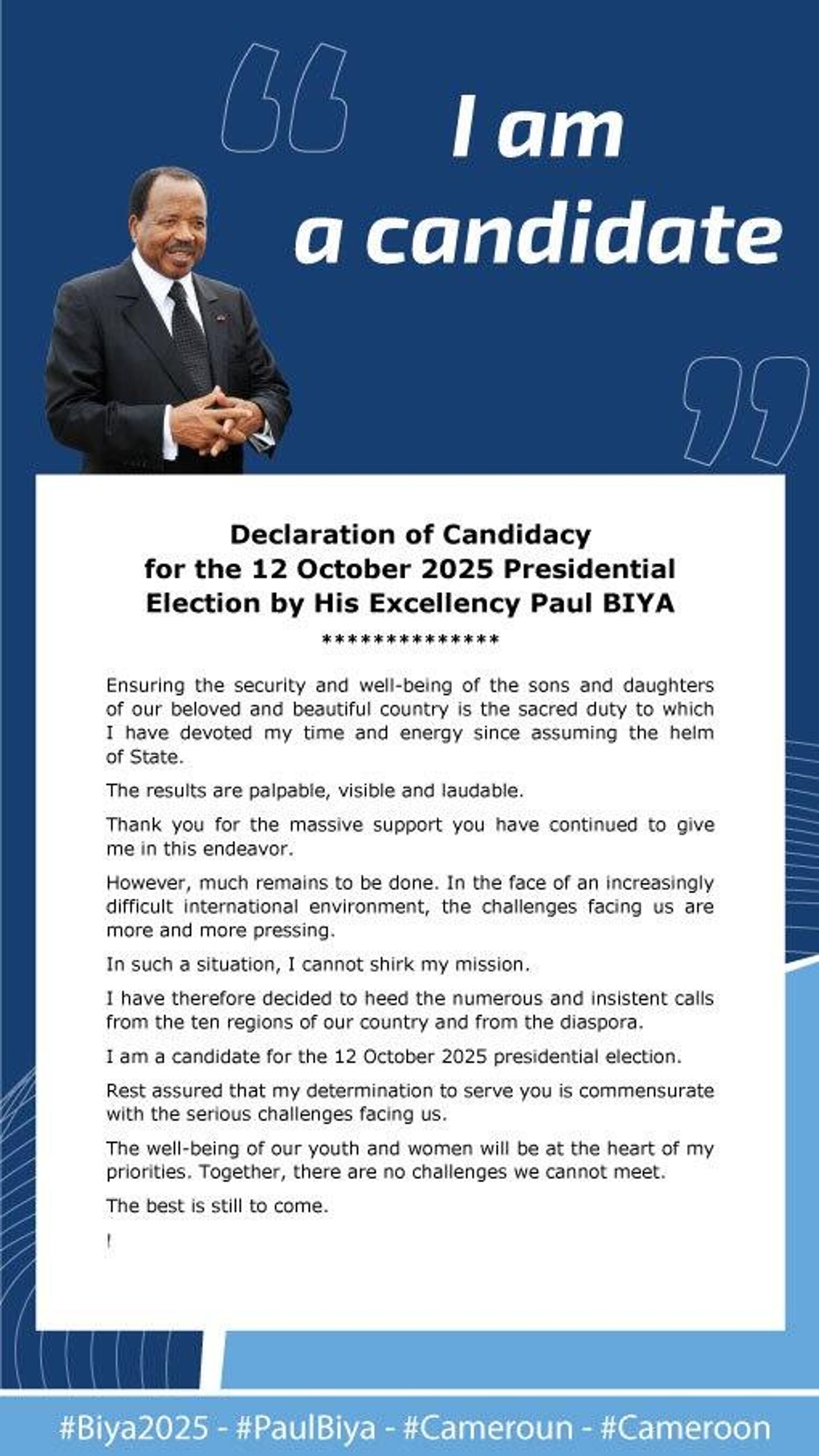 Cameroon's 92-Year-Old Paul Biya to Seek Re-Election - Sputnik Africa, 1920, 14.07.2025