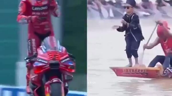 La star de MotoGP, Marc Márquez, reprend la danse virale du petit Indonésien avant de s’offrir une victoire éclatante - Sputnik Afrique