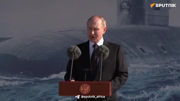 Putin Participates in Flag-Raising Ceremony on Nuclear Ballistic Missile Submarine Knyaz Pozharsky - Sputnik Africa