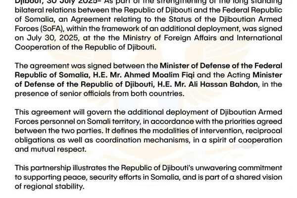 Djibouti & Somalia Seal Defense Deal in Push for Regional Stability Djibouti & Somalia Seal Defense Deal in Push for Regional Stability - Sputnik Africa