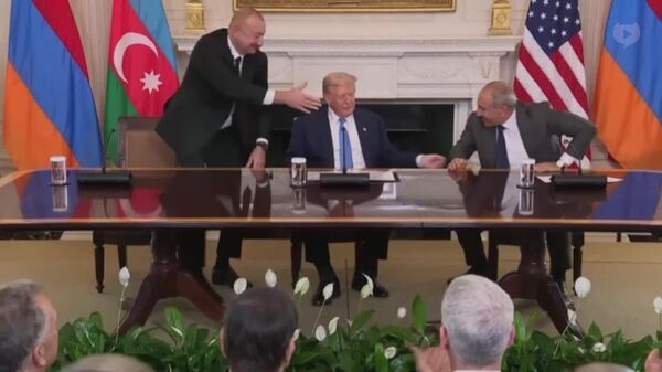 Les États-Unis, l'Arménie et l'Azerbaïdjan signent une déclaration commune sur les résultats du sommet La voie Trump pour la paix et la prospérité internationales - Sputnik Afrique