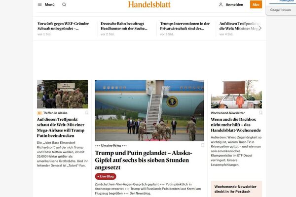 Poignée de main, arrivée des avions: les médias internationaux publient dans leurs unes des photos du sommet entre Poutine et Trump en Alaska - Sputnik Afrique