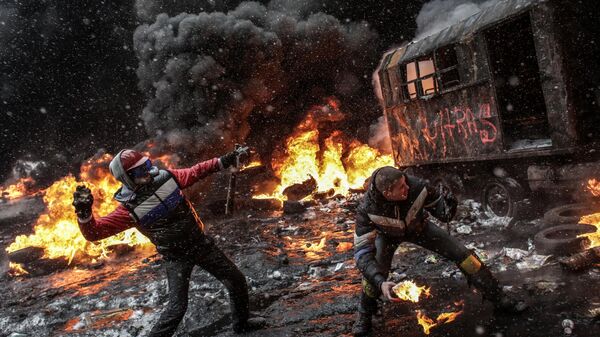 Participants of actions in support of Ukraine's European integration on Grushevsky Street in Kiev. January, 2014. - Sputnik Africa