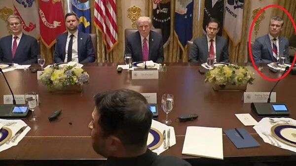 Pentagon Chief Peter Brian Hegseth attended a meeting with Zelensky wearing a tie in the colors of the Russian flag - Sputnik Africa