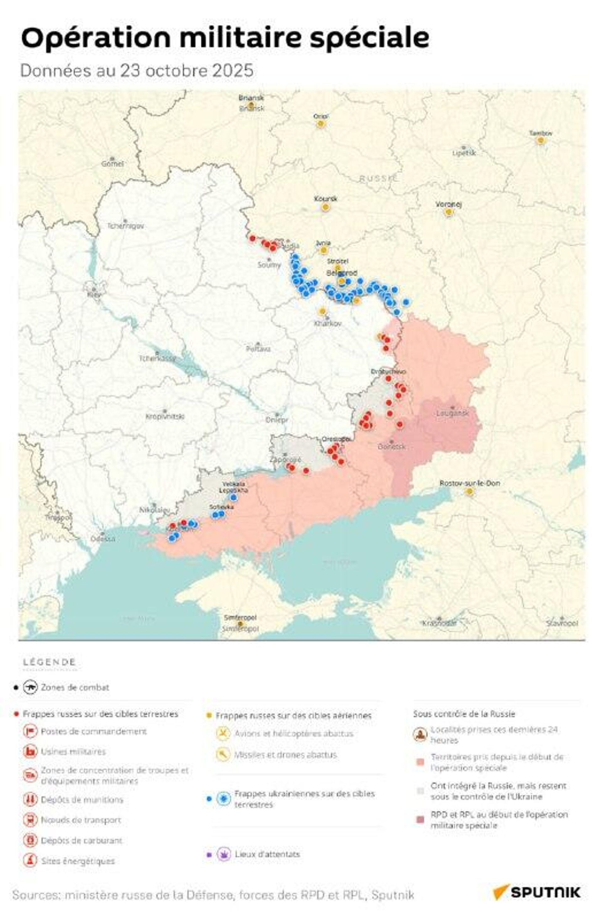 Situation dans la zone de l'opération militaire spéciale russe au 23 octobre - Sputnik Afrique, 1920, 23.10.2025