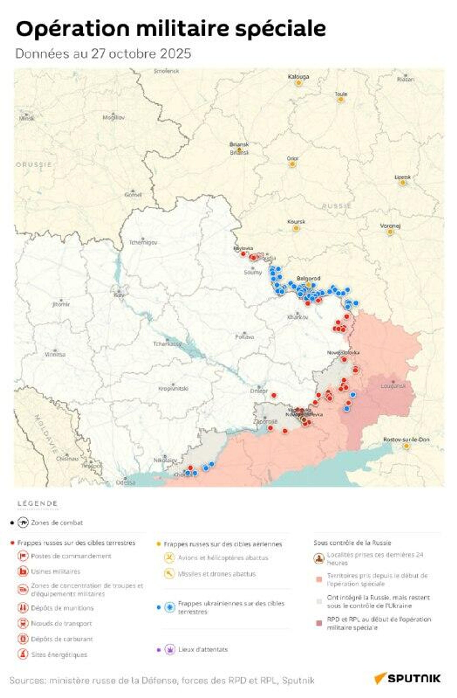 Situation dans la zone de l'opération militaire spéciale russe au 27 octobre - Sputnik Afrique, 1920, 27.10.2025