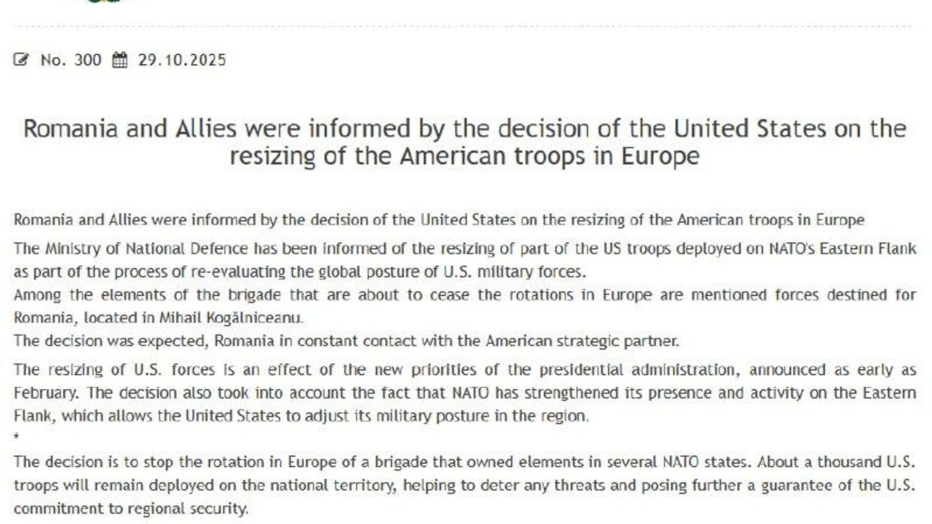🪖 US to shrink European footprint: Romania facing troop cuts 🪖 US to shrink European footprint: Romania facing troop cuts - Sputnik Africa, 1920, 29.10.2025