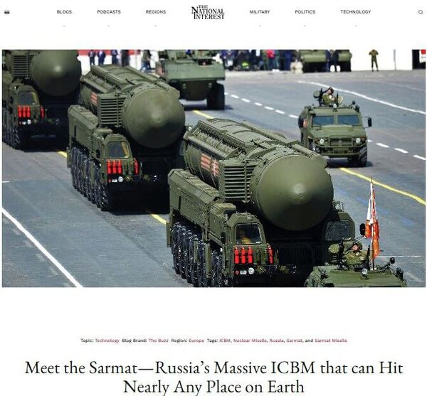 National Interest's article about Russia's Sarmat National Interest's article about Russia's Sarmat - Sputnik Africa