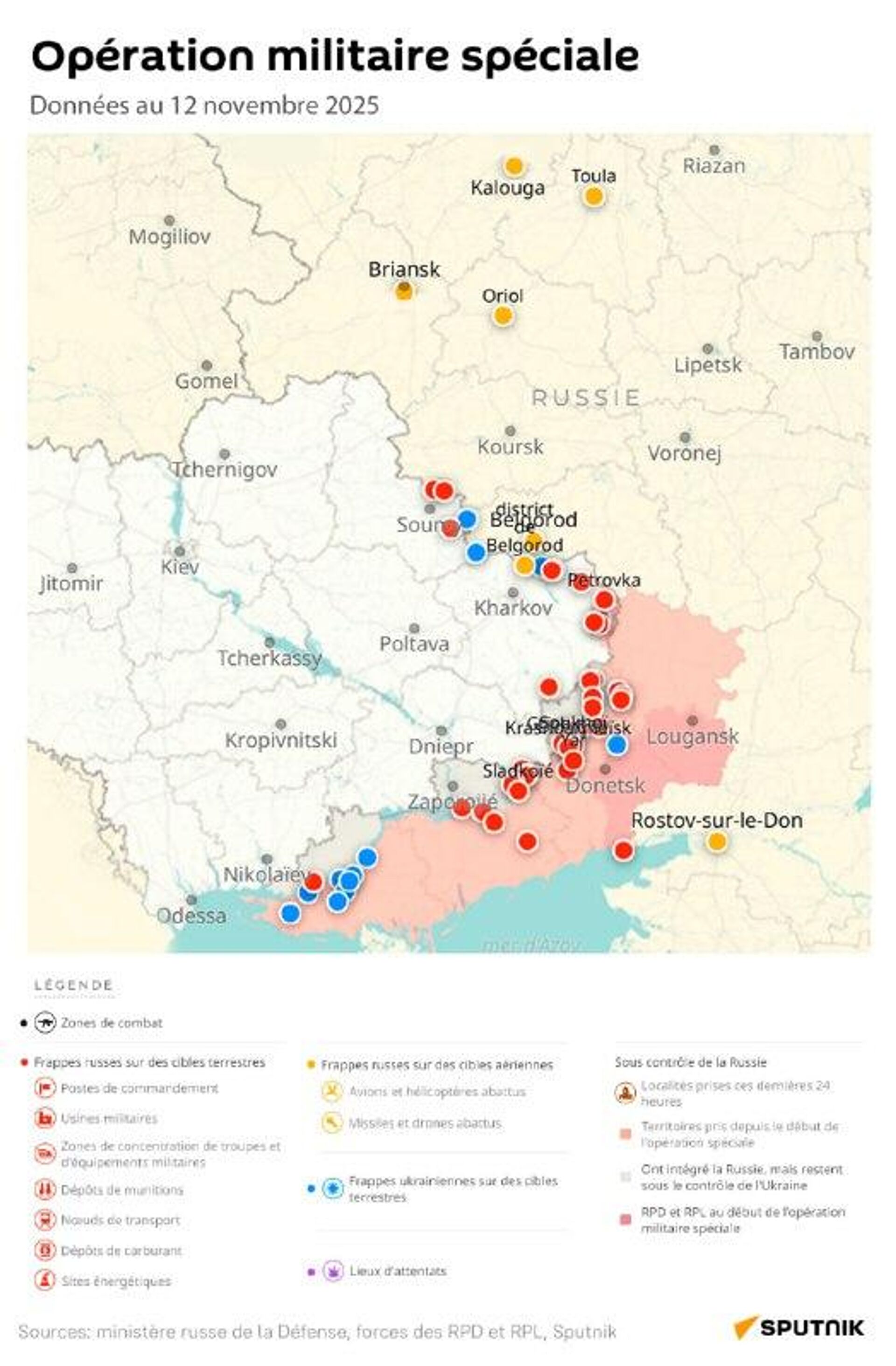 Situation dans la zone de l'opération militaire spéciale russe au 12 novembre - Sputnik Afrique, 1920, 12.11.2025