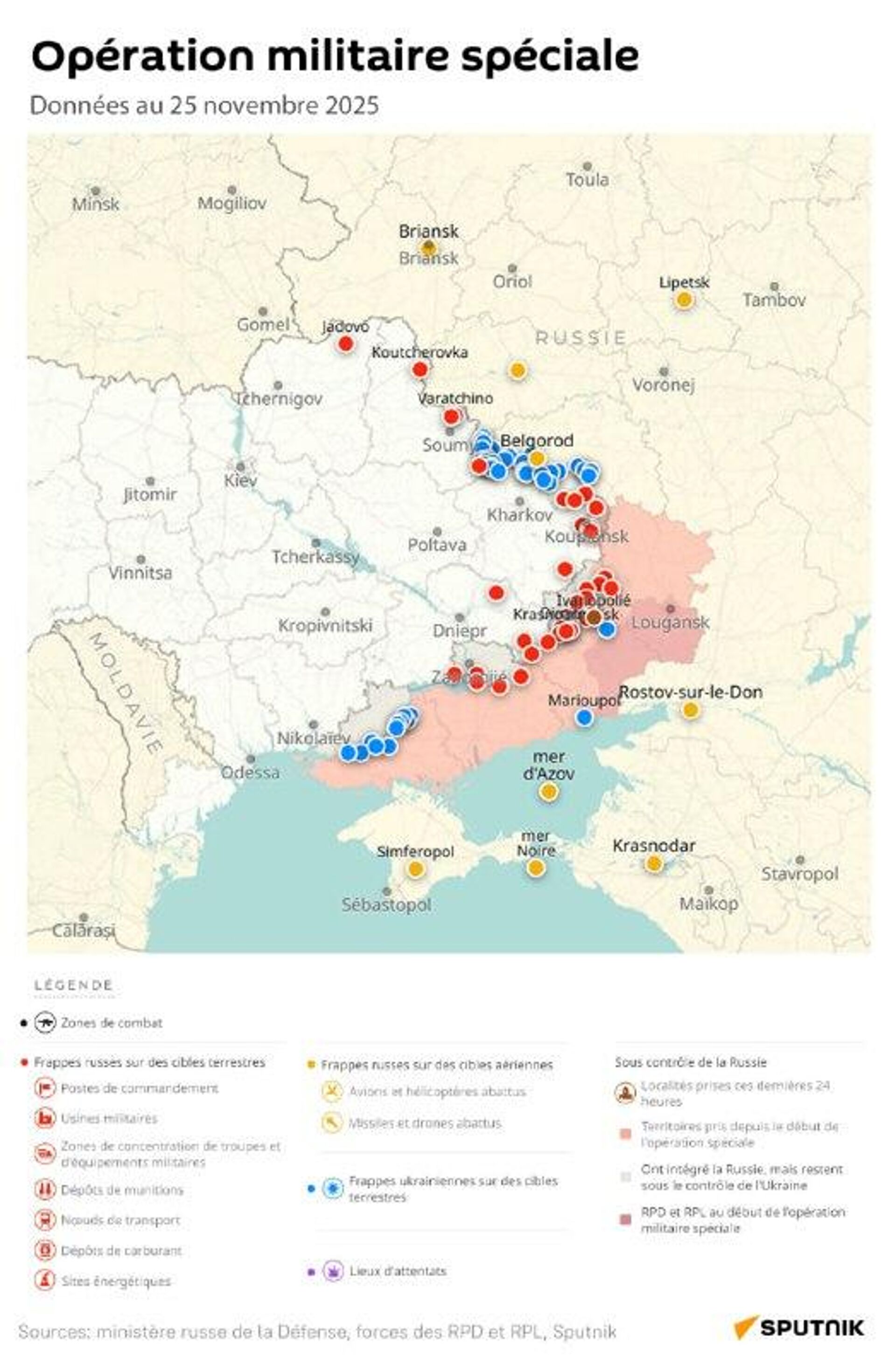 Situation dans la zone de l'opération militaire spéciale russe au 25 novembre - Sputnik Afrique, 1920, 25.11.2025