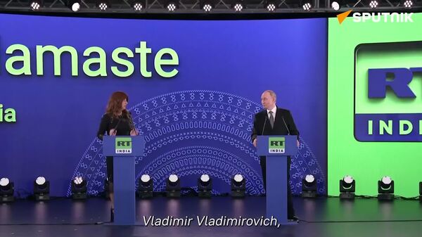 C'est parti!: Poutine inaugure les émissions de la chaîne de télévision RT en Inde - Sputnik Afrique