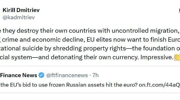 Seizure of frozen Russian assets will 'finish Europe’s civilizational suicide' — Dmitriev - Sputnik Africa