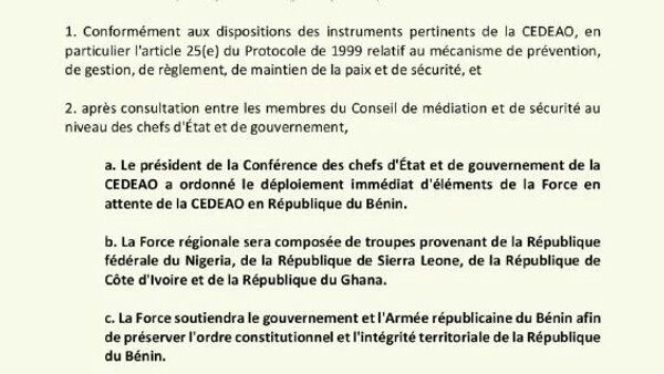 La CEDEAO envoie une force régionale au Bénin suite à une tentative de coup d'État - Sputnik Afrique
